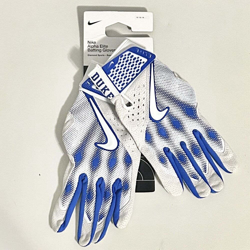 Nike Alpha Elite Duke PE Men’s Size M Blue White Batting Gloves
